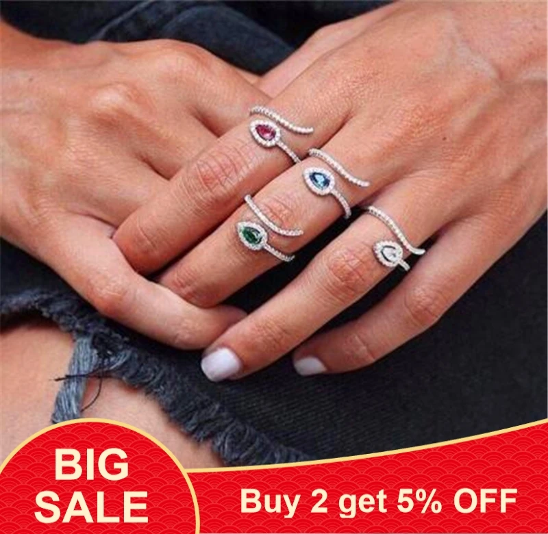 2018 открытые регулируемые женские кольца различные цвета камень талисман