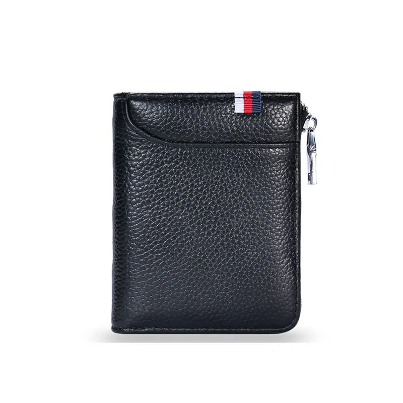 

High Quality Short Cow Skin Men's RFID Blocking Wallet Genuine Leather Business 9 Card ID Holder Coin Purse Bag Wallet Men