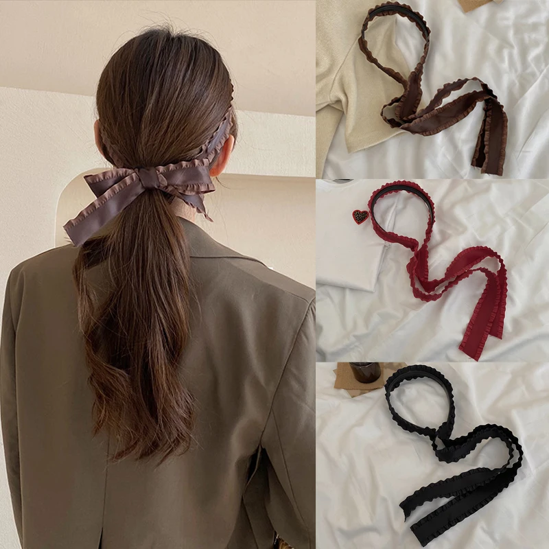 

Ruoshui Woman Ribbon Hairband Spring Solid Headband Girls Hair Accessories Bowknot Bezel Headwear Headwrap Ornaments
