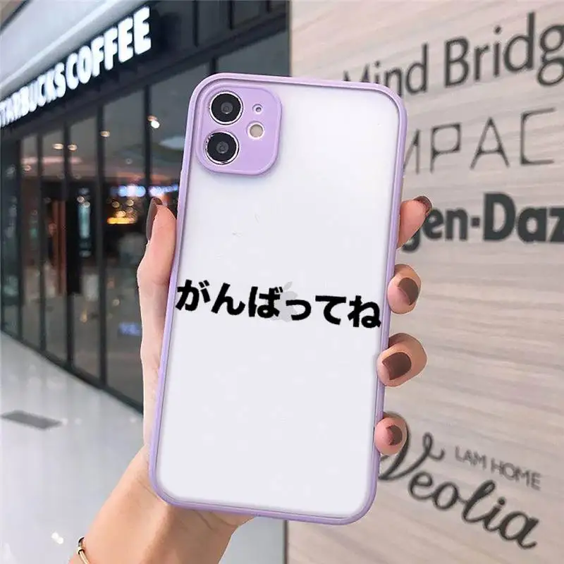 

Japanese Harajuku Manga Comics Phone Cases matte transparent For purple iPhone 7 8 x xs xr 11 12 pro plus max mini Clear Funda