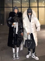 winter clothes women 2021 detachable fur collar thickened gloss coat loose long hooide harajuku jacket ladies coats and jackets