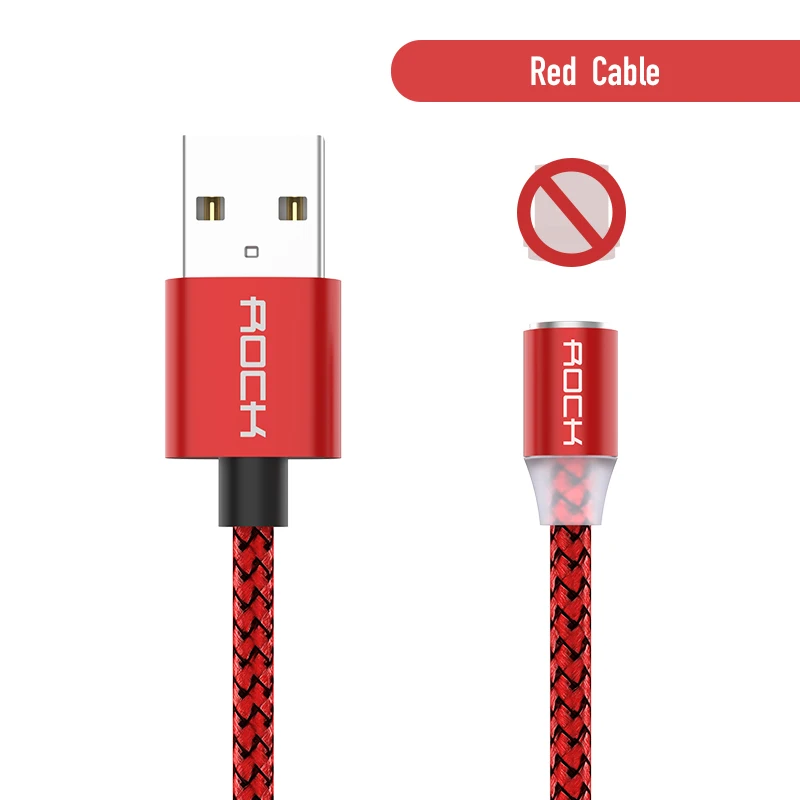 Only Red Cable ROCK светодиодный магнитный кабель Micro usb type C, зарядное устройство для Xiaomi Redmi Note 8, iPhone X, samsung S9, huawei, быстрая зарядка, USB C, 1 м - Цвет: Only Red Cable