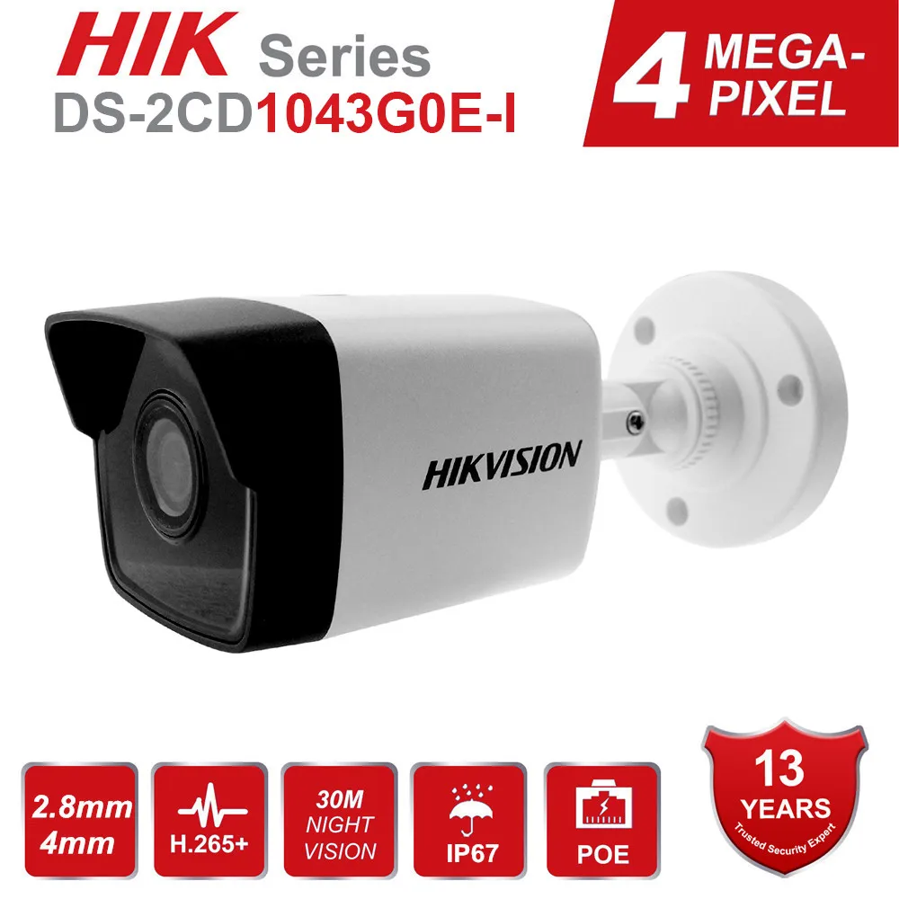Hikvision IP Камера 4MP пуля DS 2CD1043G0E I сети ИК CCTV POE H.265 + возможностью погружения на