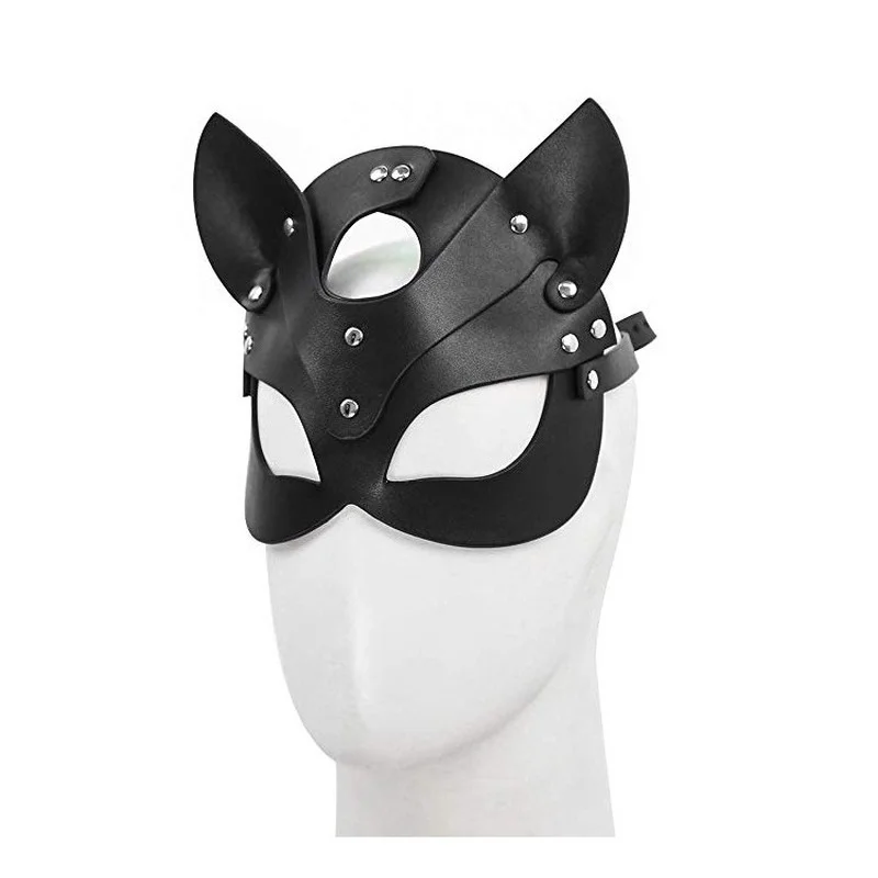Эротическая женская сексуальная маска полумаска лисы для косплея кожаная