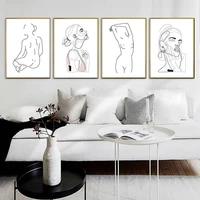 minimalist figures line drawing nordic art canvas paintings sexy nude woman body wall posters prints for living room home decor