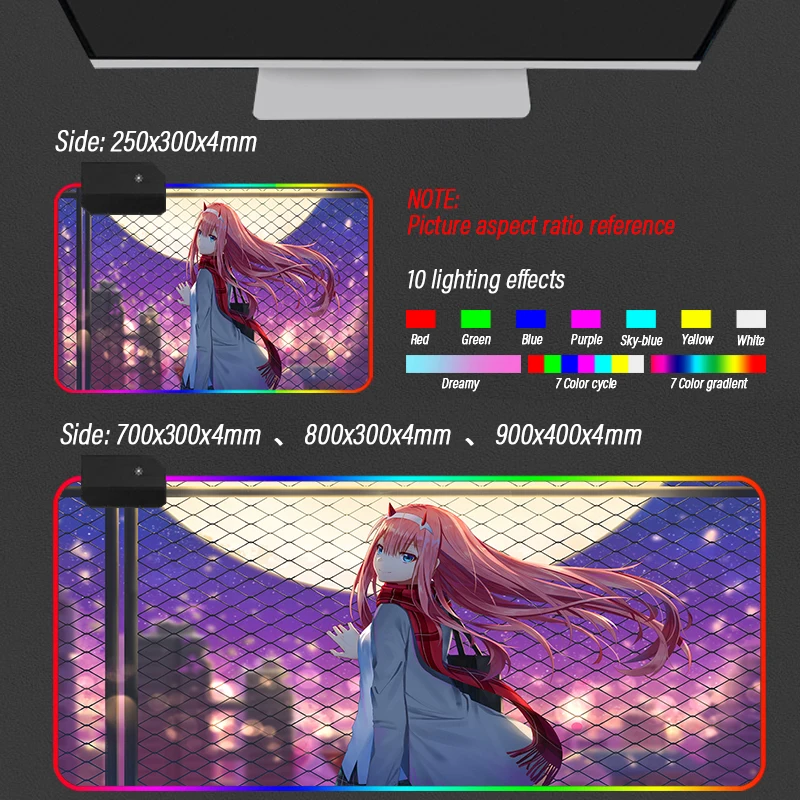Пользовательский DIY шаблон Большой Аниме дорогой в Franxx RGB игровой коврик для мыши