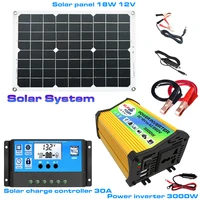 solar power generation system dual usb 18w solar panel3000w power inverter30a solar charge controller solar system set