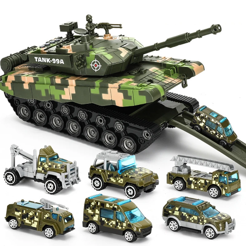 

Military Series Large Panzer Tank Model Transporter Vehicle Music Early Education cognitive boys car model toys