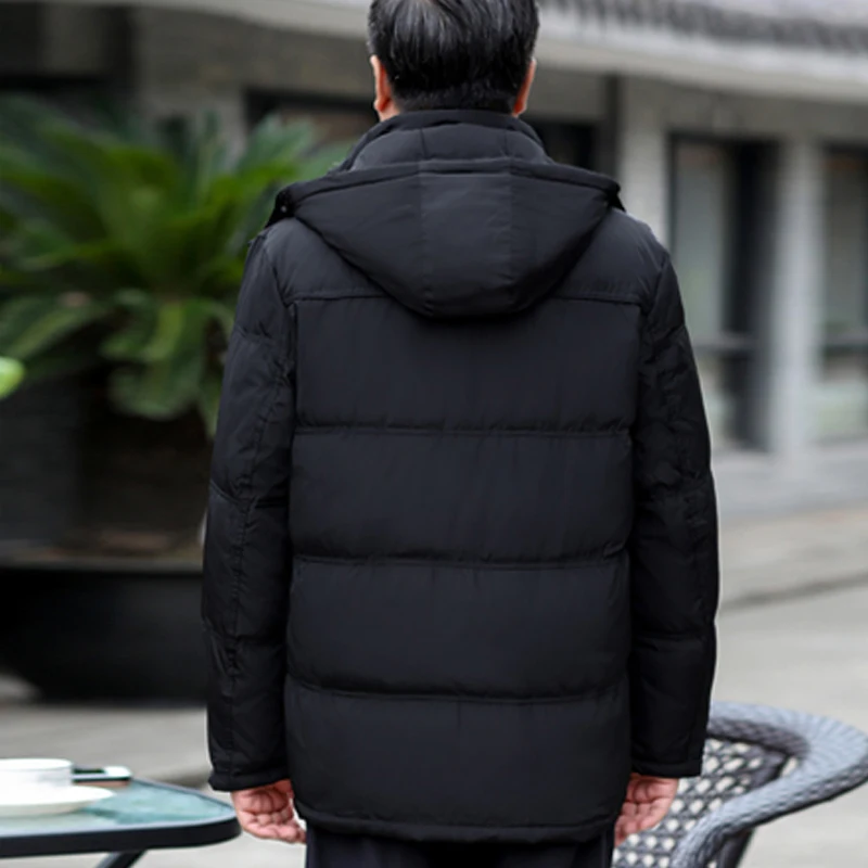 Модная теплая толстая зимняя куртка 90% на белом утином пуху для мужчин пальто со