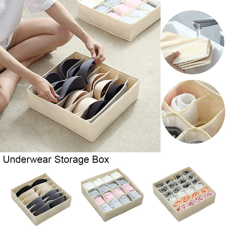 

Dormitory Closet Organizer Underwear Storage Box 24 Grids Bras Socks Drawer Divider Boxes Washable Home Clothing Separated Case