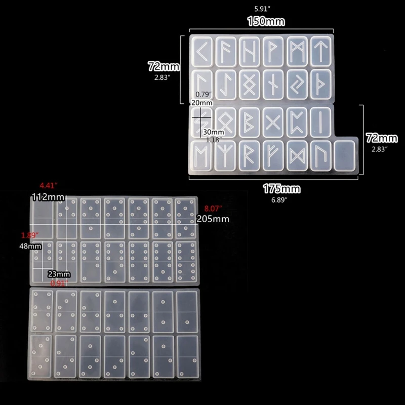 

13MC 2Pcs Runes Resin Molds Domino Divination Epoxy Resin Molds Kit Art Craft Tools