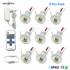 Миниатюрный светодиодный точечные потолочные светильники с пультом дистанционного управления, потолочные комнатные встраиваемые лампы с отверстием 1 Вт 15 мм, серебристые светильники для шкафа, 12 В