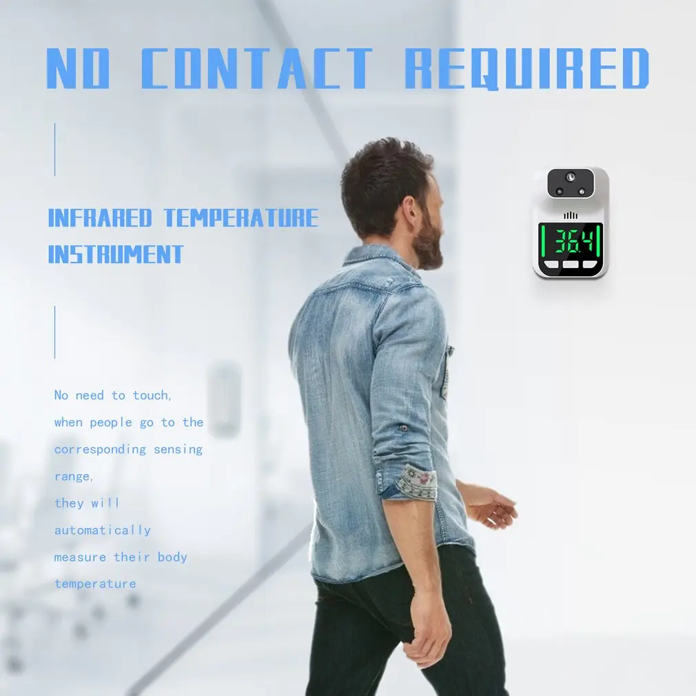 

HK3+ Mini Non-contact Infrared Thermometer Wall-mounted Automatic Induction High-precision 14 Languages Broadcasting