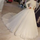 Vestido De невесты blanco, Arabic, Musulman, Princess ESA, cuello alto, манга larga, aplaje De encaje, tde невесты, 2020