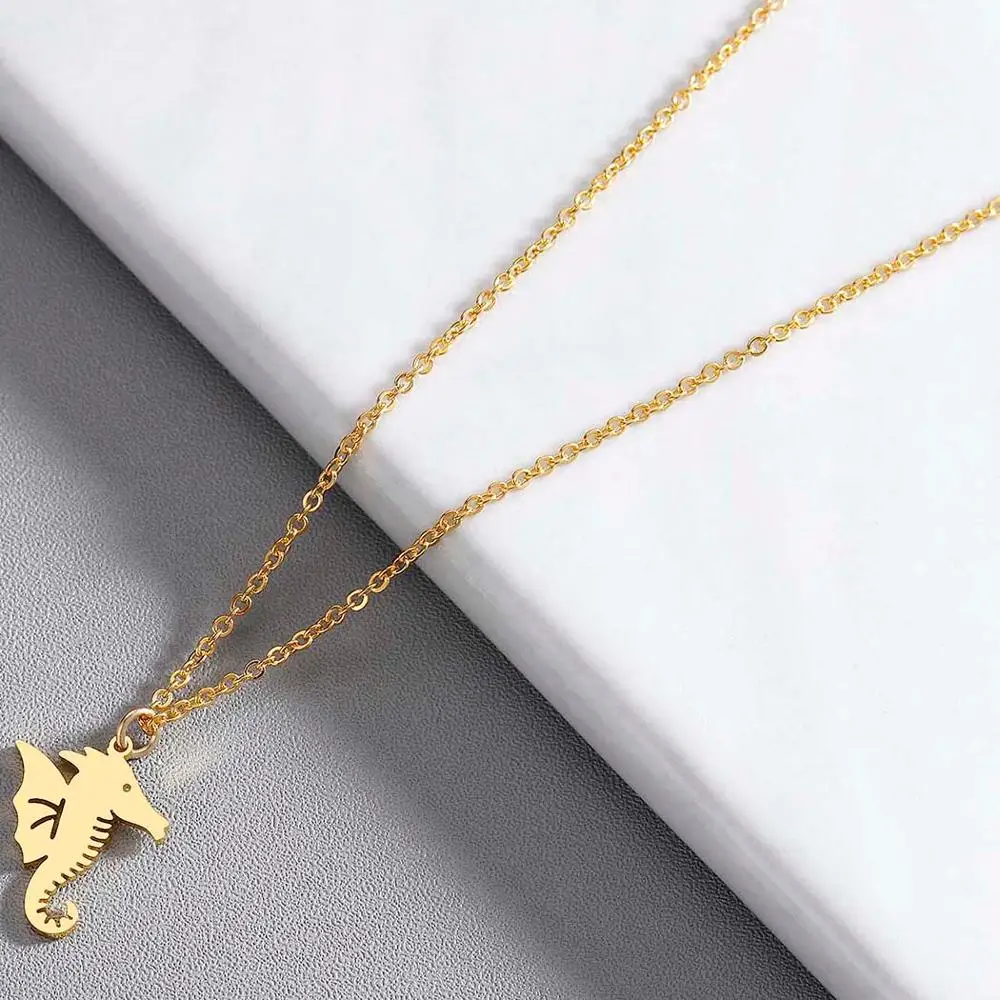 Чандлер Ожерелье Морской конек для девочки морская лошадь розовое золото цвет