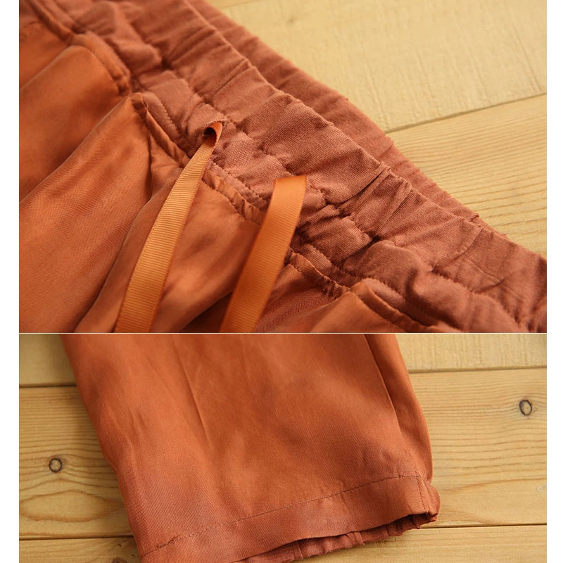 

Summer Harem Pants Women Thin Cupro And Silk Casual Trousers Female Solid Ankle Length Pants Lady Trousers Womens Loose Pants