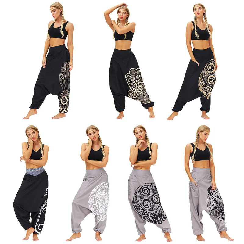 

Neutral Vintage Streetwear Digital Printing Harem Pants Hip-hop Bloomers Trousers Casual Pants Women Fashion Looes Black Pants