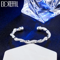 doteffil 925 silver sterling gold weave twisted wire bracelet bangle for women men chain anniversary gift fashion jewelry