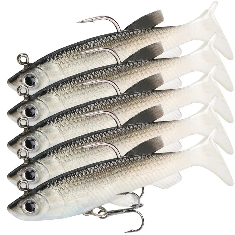 1pc Soft Bait T-tail Lead Fish 8cm/13g Single Hook Artificial Bait Outdoor Fishing Freshwater