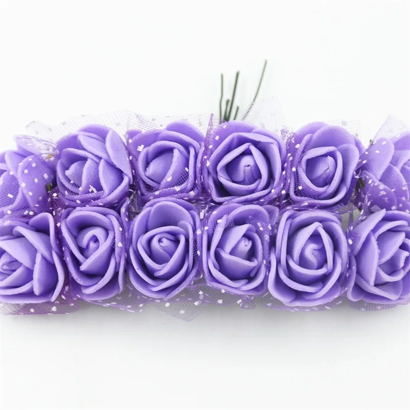 Purple 144 шт мини-букет из искусственных пузырей с розами, разноцветный Свадебный домашний декор, скрапбукинг, искусственные цветы, аксессуары для венков - Цвет: Purple