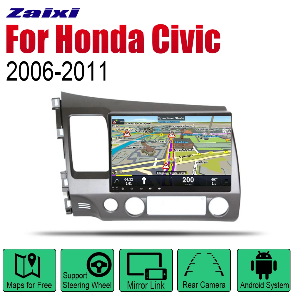 Автомагнитола 2 Din Android Автомобильный плеер для Honda Civic 2006-2011 GPS-навигация BT Wi-Fi