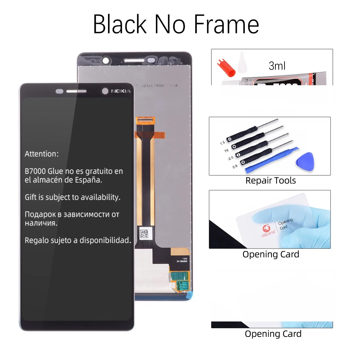 No Frame Black Дисплей для Nokia 7 Plus E9 Plus LCD в сборе с тачскрином 6.0" черный - Цвет: No Frame Black