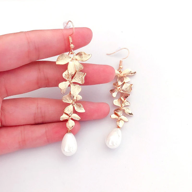 

Temperament Sweet Long Tassels Flower Pearl Earrings For Woman Personality Jewelry Gift Accessories
