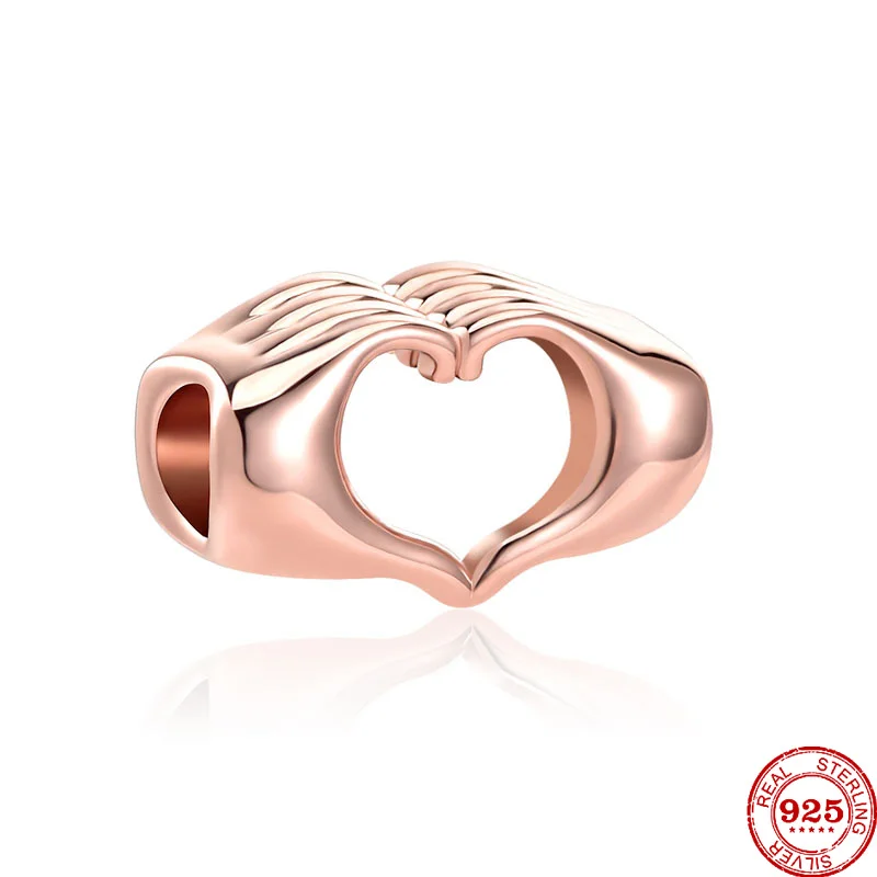 Оригинальный Браслет-талисман Pulseira Pandora diy из розового золота бусины pandora сердце