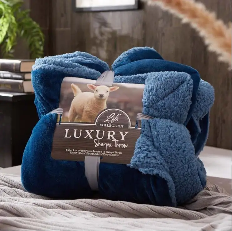 

All Season Home Bed Fleece Winter Blankets Lamb Warm Thicken Bedspread Fluffy Kids Comforter Covering Plaid