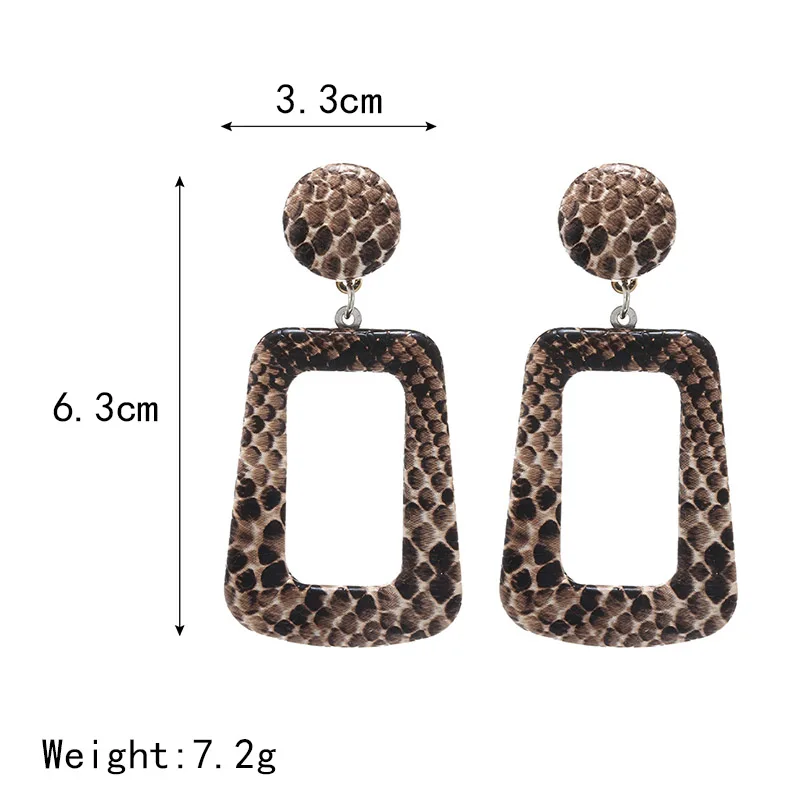 Винтажные сексуальные геометрические серьги из змеиной кожи леопардовые