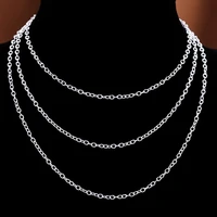 16 30inch silver plated link unisex chain necklace long choker hip hop fashion jewelry accessories fine gifts for men and women