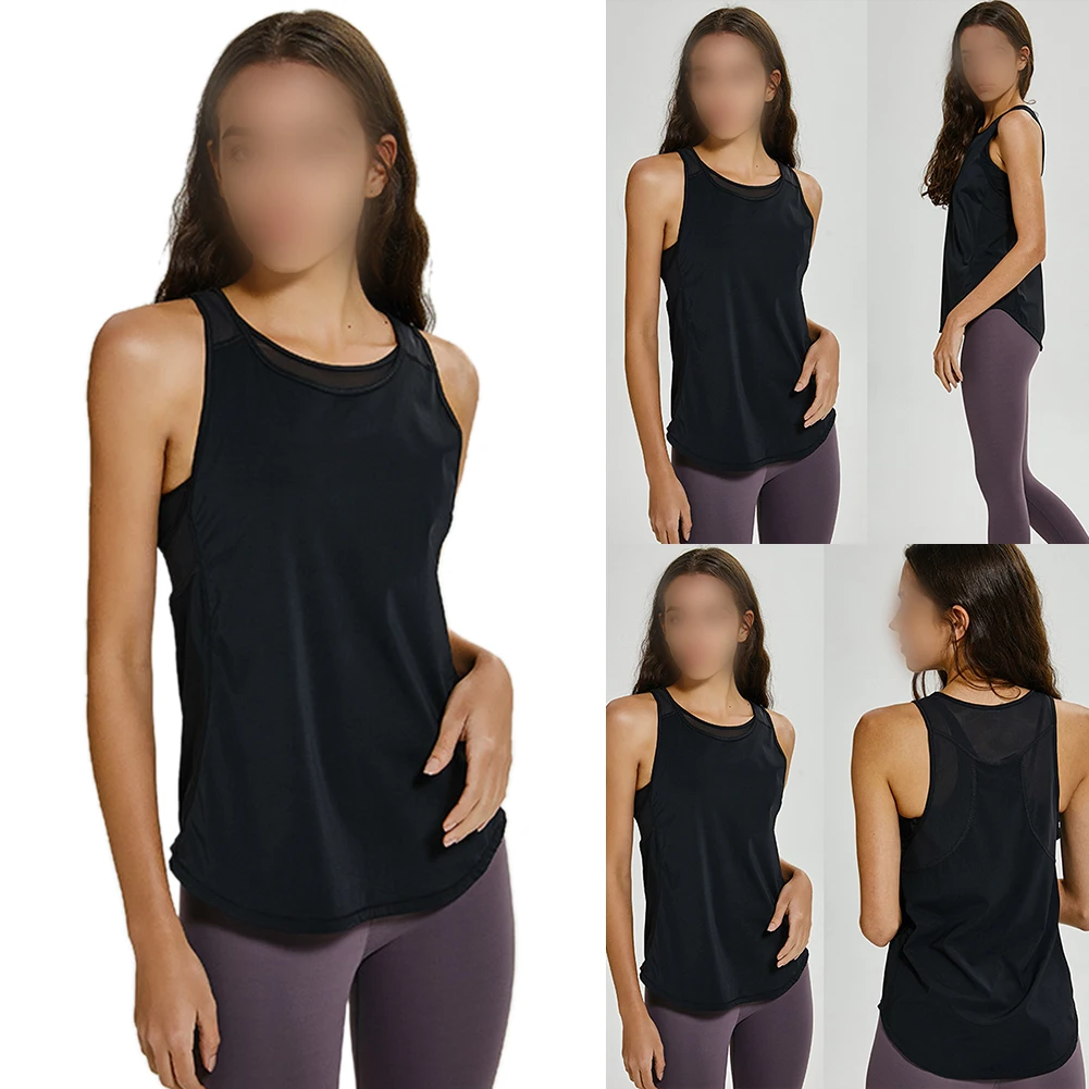 

Women Gym Crew Neck Running Summer Jogging Training Sleeveless Yoga Sports Vest Tops Fitness Quick Dry Workout