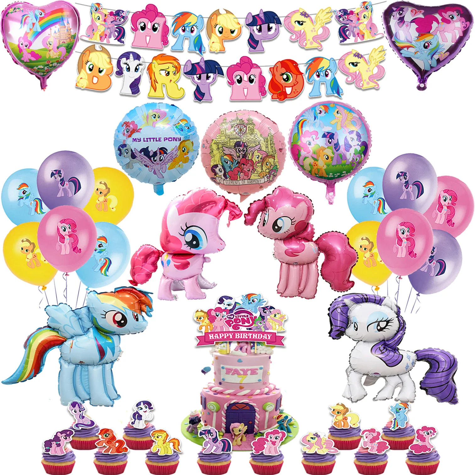 Воздушный шар из фольги Мой маленький пони шары латекса с розовой лошадью