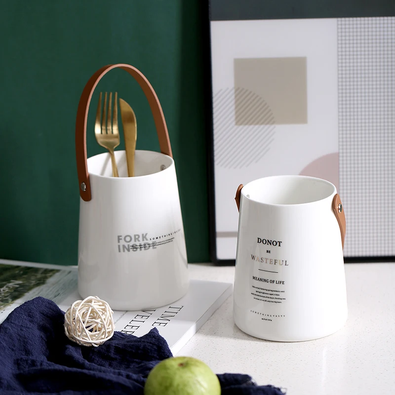 Кожаный Портативный Керамический держатель для палочек ложек ножей вилок посуды