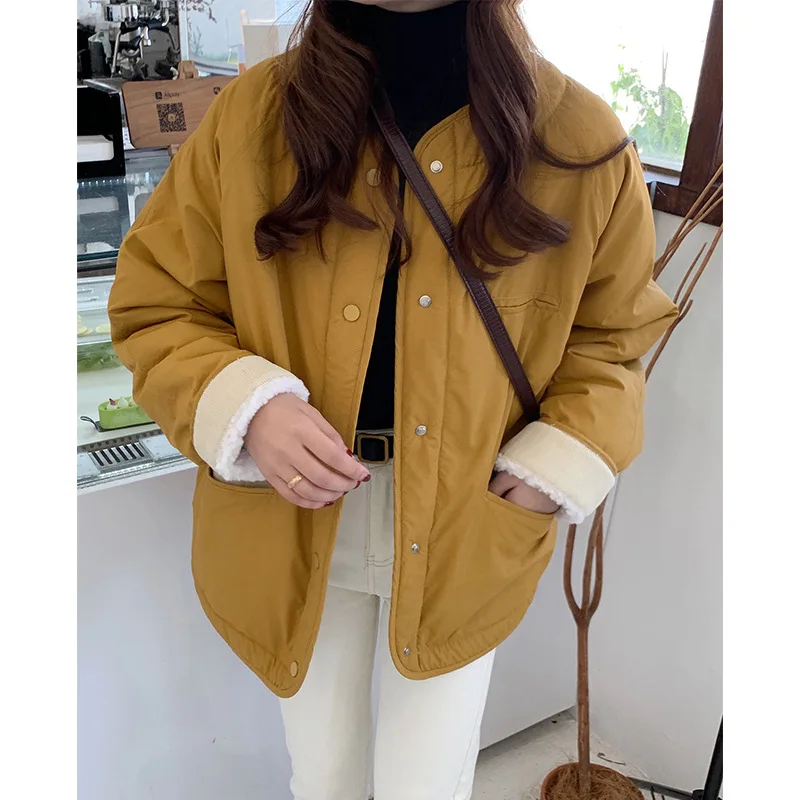 

Пальто из ягненка Женское зимнее 2020 новая Корейская версия утепленный теплый ветрозащитный короткий хлопковый костюм для женщин