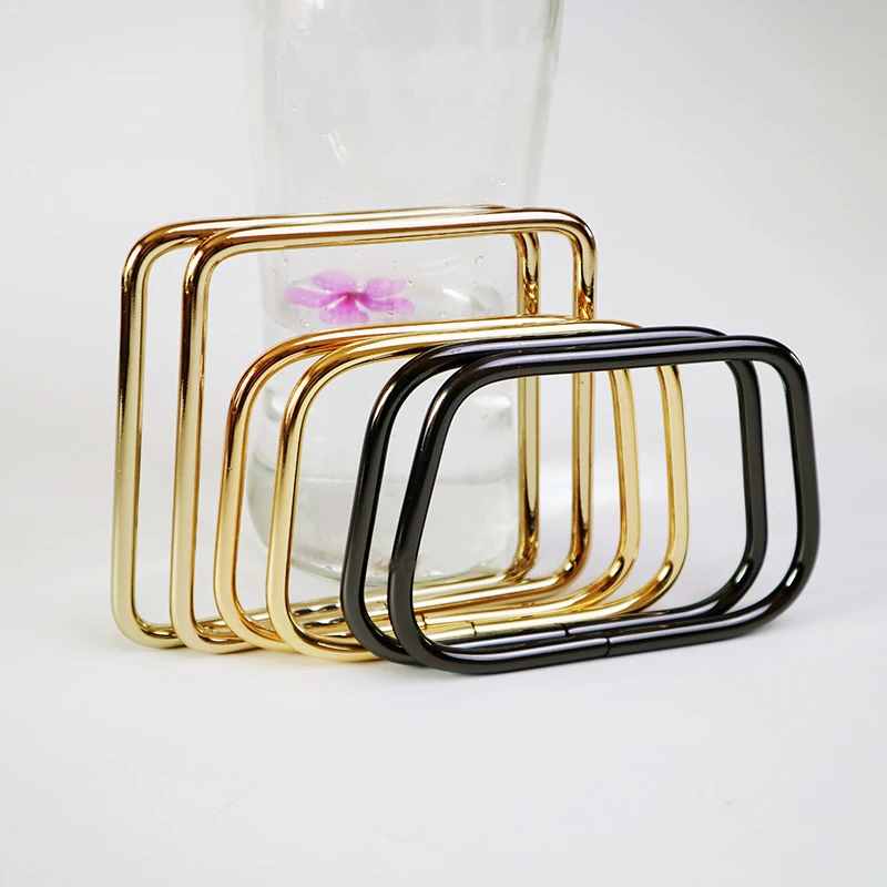 

10pcs 2 Size Round Edge Non Welded Alloy Material Light Gold Gun Metal Trapeziform Shaped Ring For Ladies Bags Handbags Handle