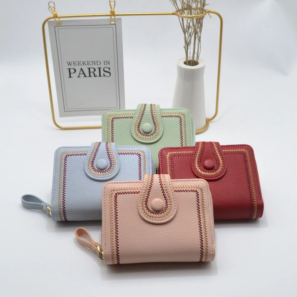 

2020 New Fashion Women Wallets Short Wallet with Zipper Mini Coin Purse Ladies Small Wallet Female PU Card Holder Hot