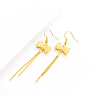 exquisite bow drop earring for womens wedding engagement jewelry 14k yellow gold earrings for girlfriend birthday gifts female