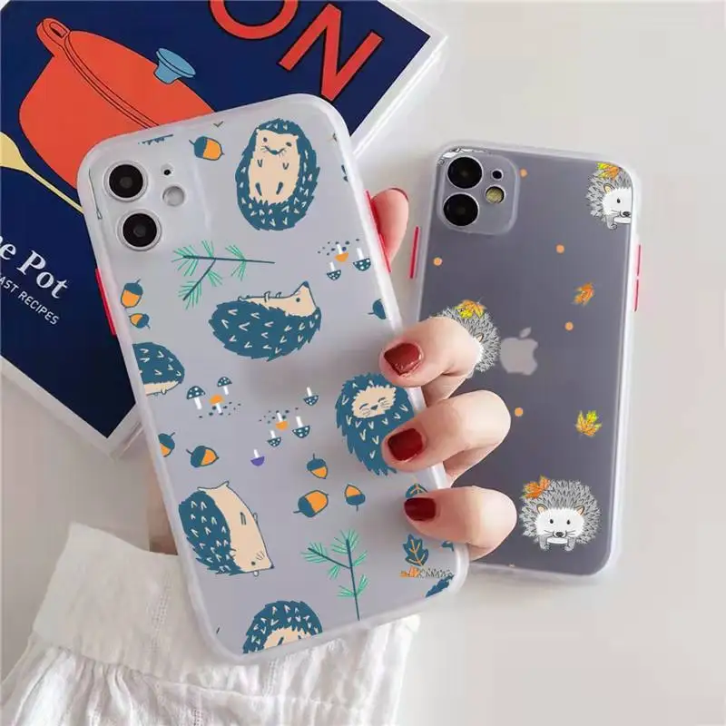 

cartoon hedgehog Animal cute Phone Case matte transparent For iphone 7 8 11 12 13 plus mini x xs xr pro max cover