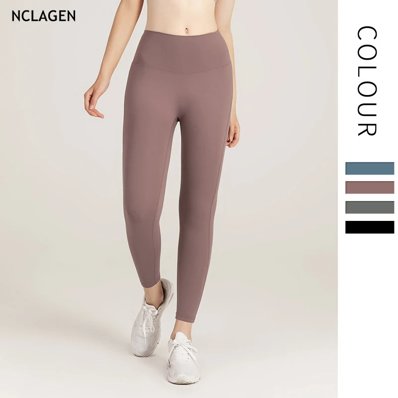 

NCLAGEN Leggings Sport Yoga Pants Women Fitness Naked Feel High Waist Elastic NO Camel Toe Hip-lifting Running Exercise Tights