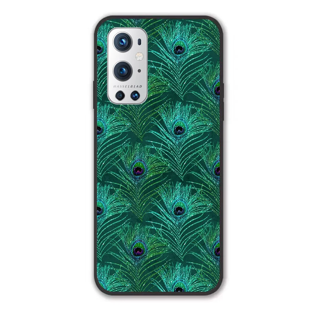 

Green & Teal Glitter Peacock Feathers Phone Case For Oneplus 7 7T 7Pro 8 8T 8Pro 9 9Pro Case