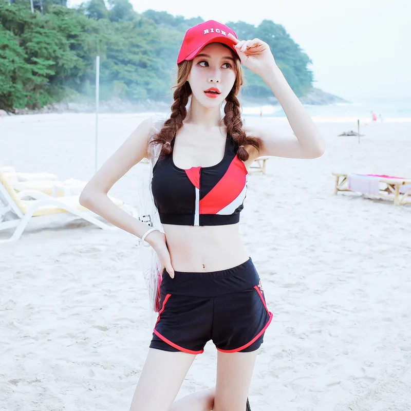 Новый стиль купальный костюм женская мода спортивные боксеры раздельного типа