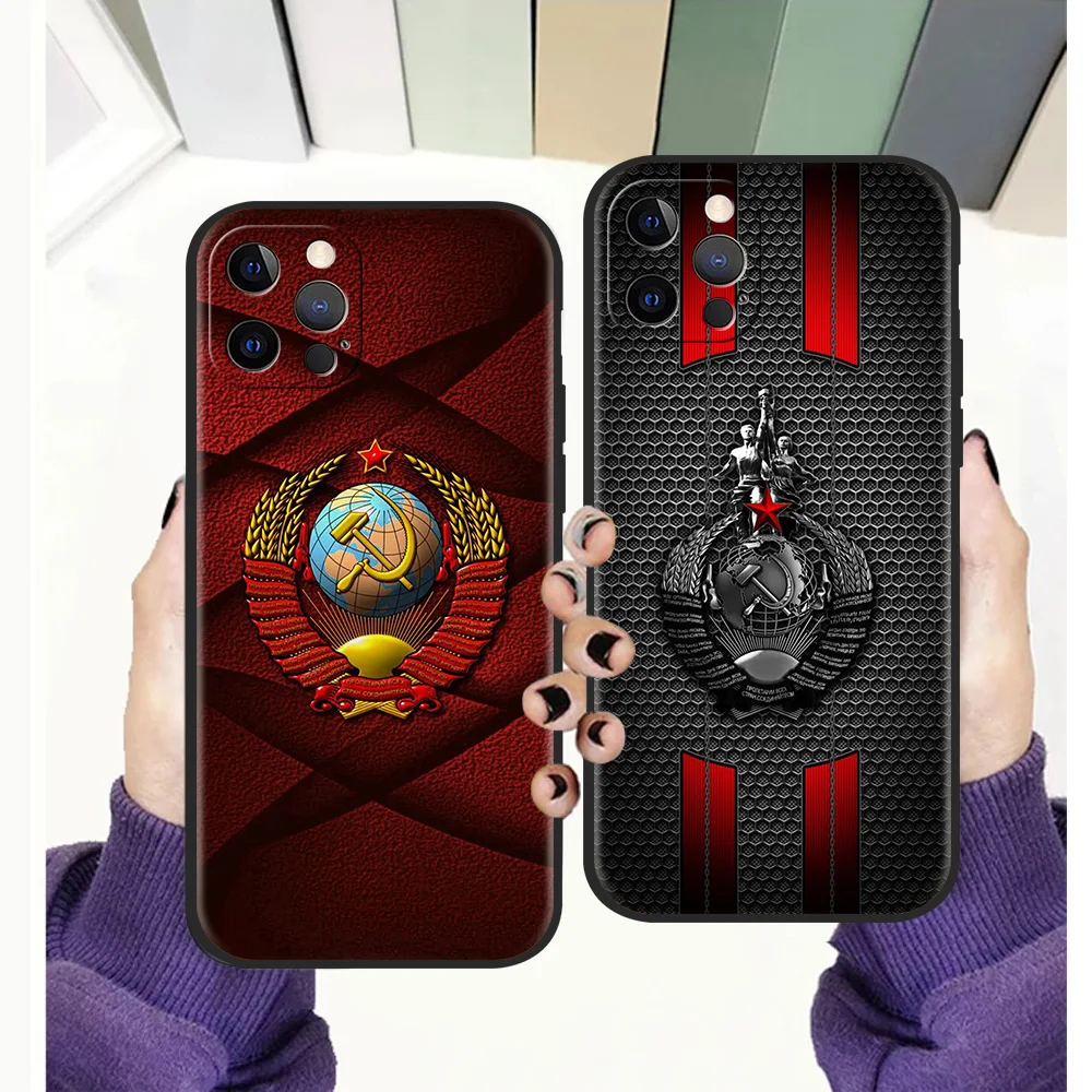 

USSR Flag Soviet Union Luxury Phone Case Cover For iPhone 13 12 11 Pro Max 8 7 Plus X XR XS Max SE 2020 Fundas Silicone Shell
