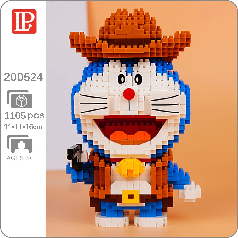 

LP 200524 Anime Doraemon Cow Boy Policeman Cat Robot Building Blocks Animal Pet Mini Diamond Bricks Toy for Children Kid Gifts