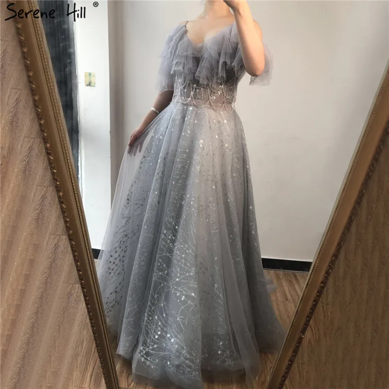 Настоящая фотография серые Сексуальные вечерние платья трапециевидной формы 2021