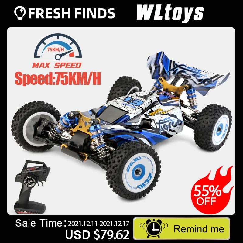 

WLtoys 124017 124019 75KM/H 2.4G Racing RC Car Brushless 4WD Electric High Speed Off-Road Drift Remote Control Toys for Children