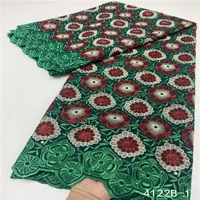 5 yard swiss fabric latest green color embroidery african 100 cotton voile lace popular dubai style for wedding part na4122b 1