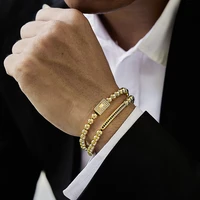 2 pcsset crown charm long tube men pave cz braided macrame gold color bead for men jewelry gift charm bracelet mens bracelet