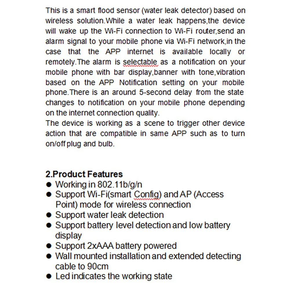 Wifi Water leakage detector sensor Home security Flood Overflow Alarm app notification | Безопасность и защита