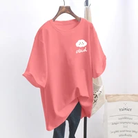 women black top summer casual oversized t shirts loose oversized o neck cute cartoon ropa kawaii clothes plus size mujer 2021